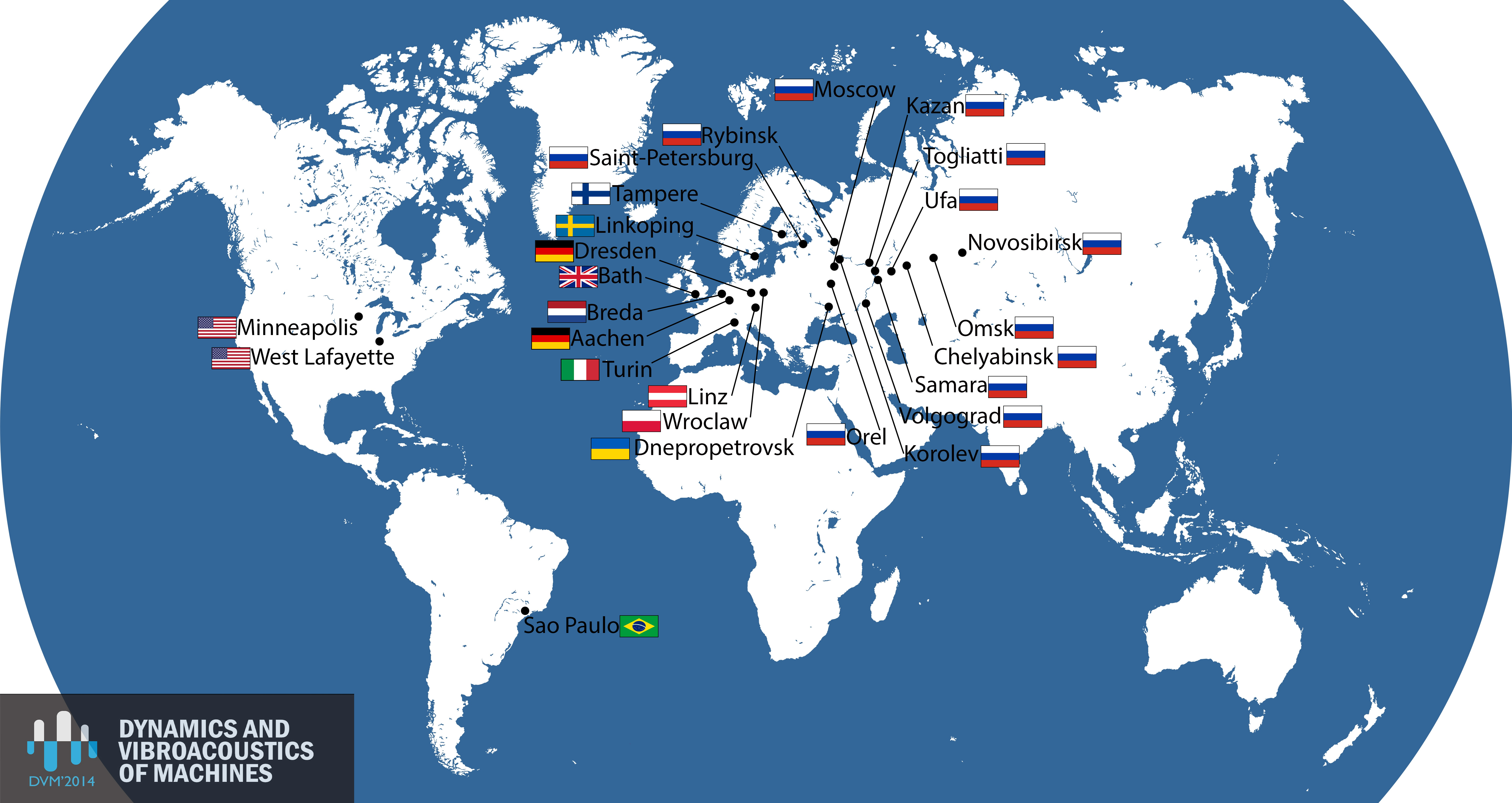 География участников | Динамика и виброакустика машин 2014